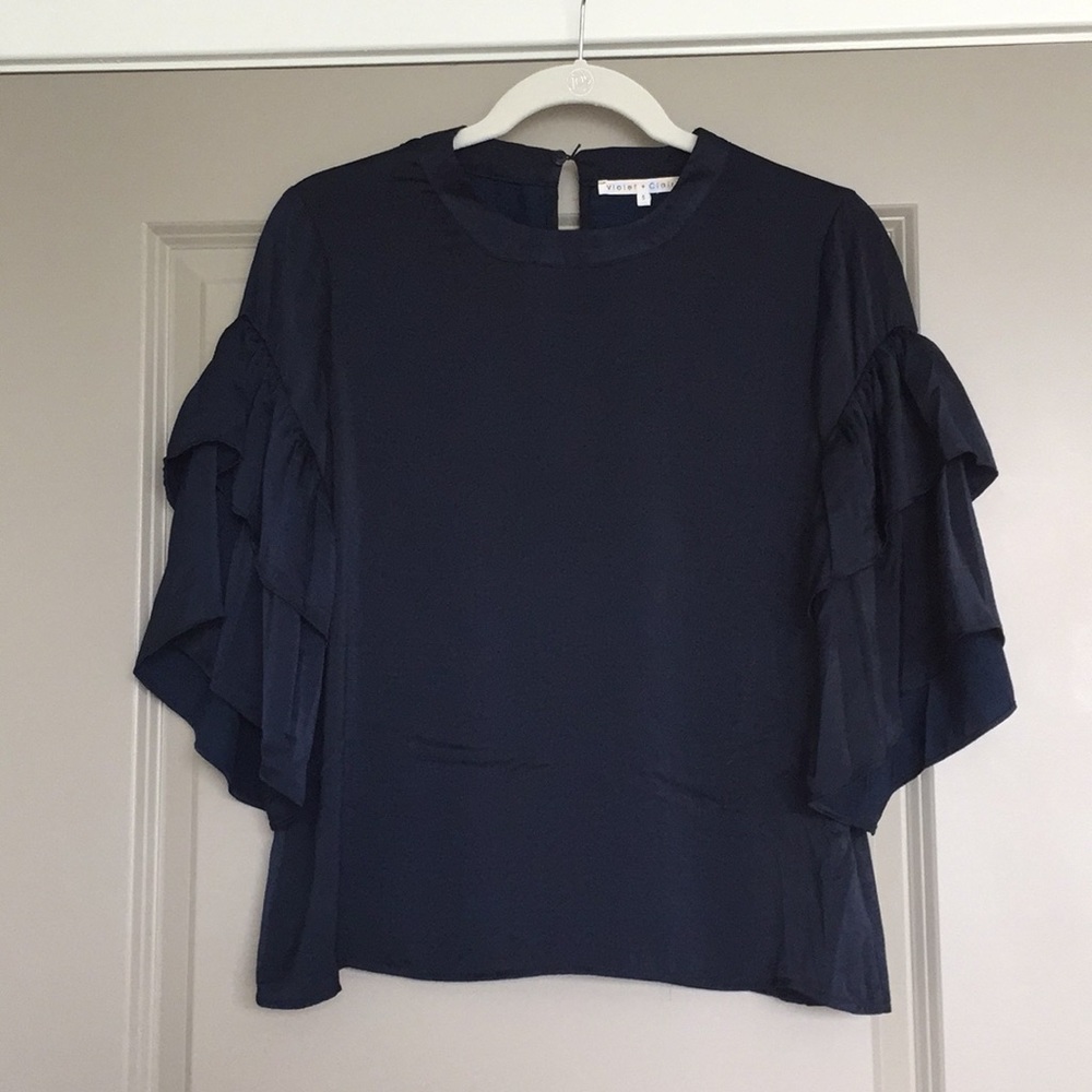 Silky Ruffle-Sleeve Blouse